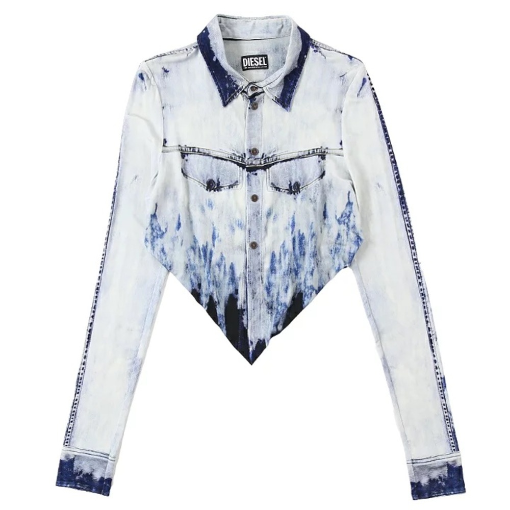 Diesel Indigo Printed Denim Cropped Shirt